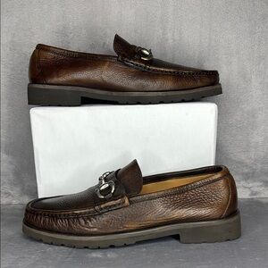Alan Payne Brown Leather Horsebit Loafers Mens 8 Italian Style Dress